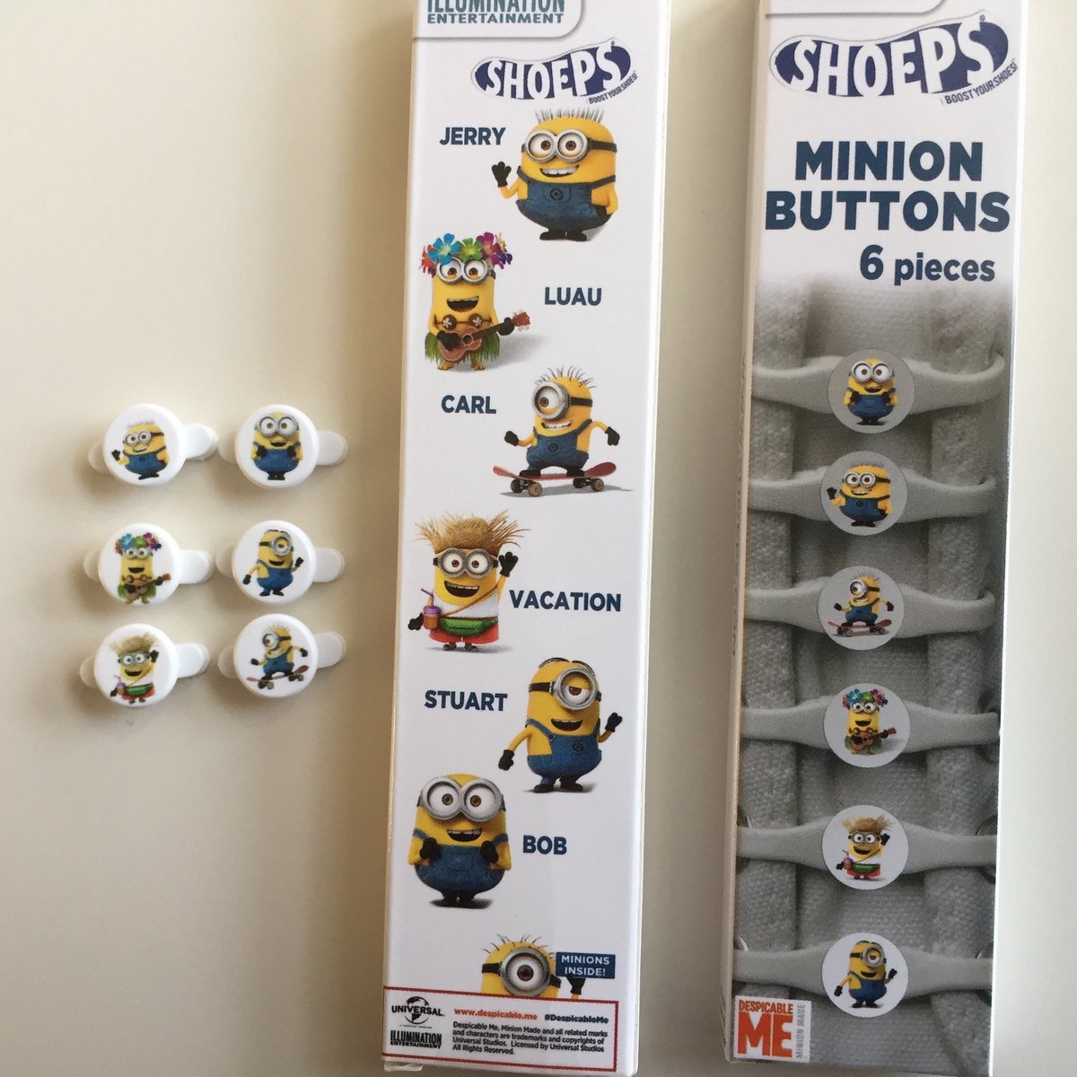 Shoeps - MINION Buttons - Elastische veters - 6 stuks - wit