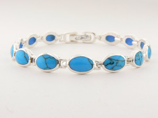 Bracelet à maillons en argent avec turquoise bleue