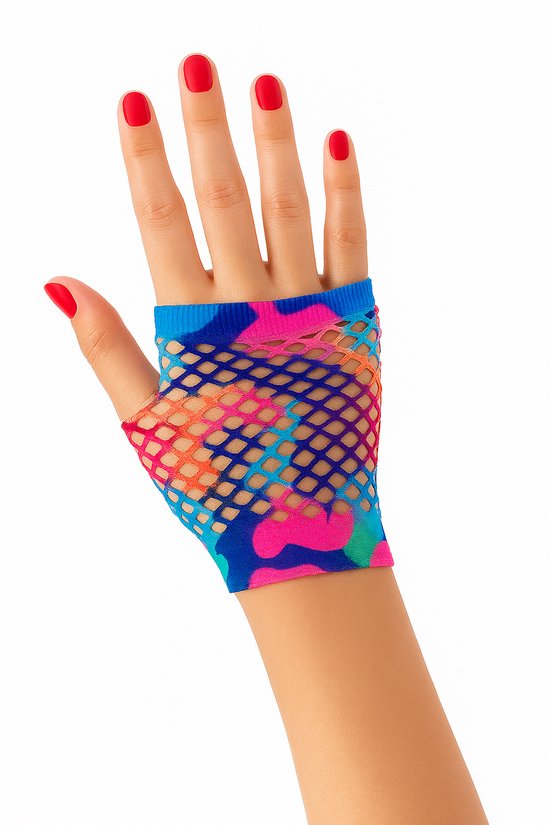 Vinger loze net handschoenen - Feestelijk - Fashion - Party - Carnaval - Feest - Handschoen - Nethandschoen