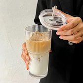 Illinara MatchaCup - Verre côtelé de Luxe - 600 ml chacun - 2 pièces dans une boîte