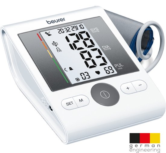 Beurer BM 28 Bloeddrukmeter bovenarm - BLOEDDRUKMETER VAN DE HARTSTICHTING - Rust indicator - Manchet positie controle - Manchet 22 tot 42 cm - Geschikt tijdens zwangerschap - 5 Jaar garantie