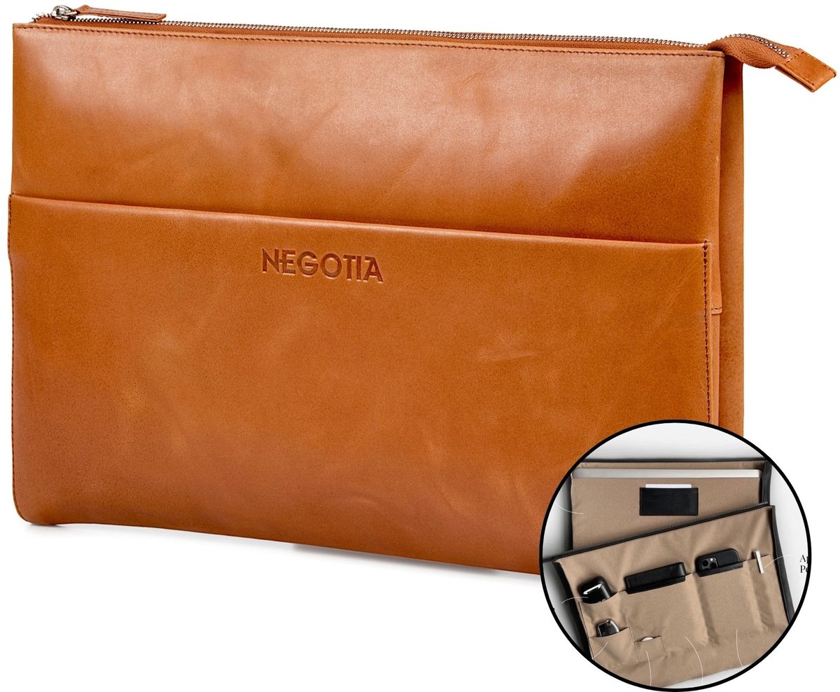 Negotia Notion Folio 15,6 inch Cognac – Leren Laptophoes Heren – Case MacBook Pro 16