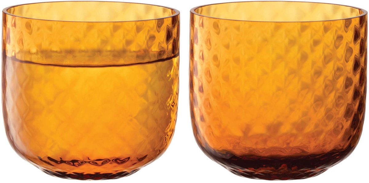 L.S.A. - Dapple Waterglas 300 ml Set van 2 Stuks Sun Amber - Glas - Bruin
