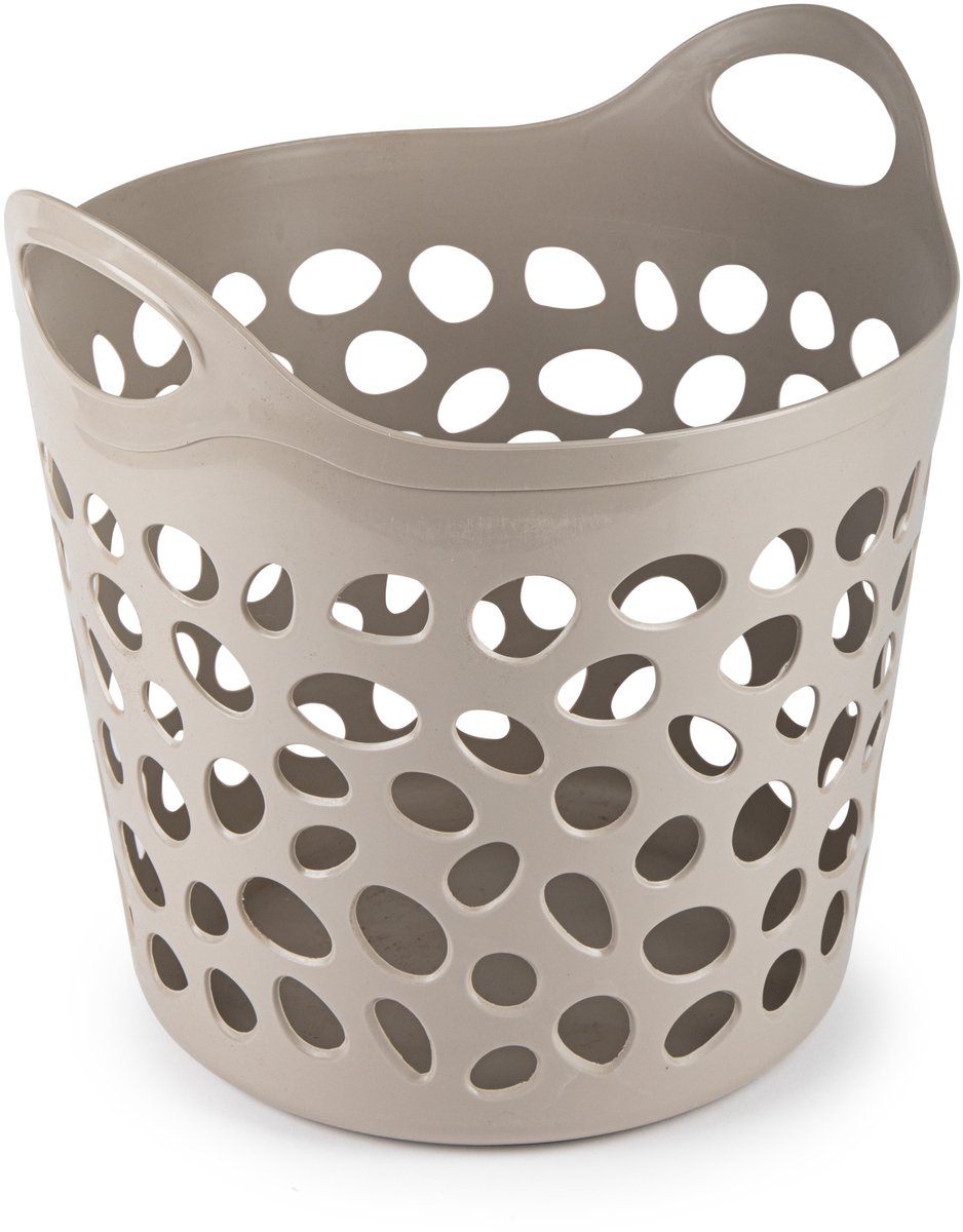 Plasticforte Flexibele wasmand/opbergmand - rond - beige - 35 liter - D40 x H39 cm