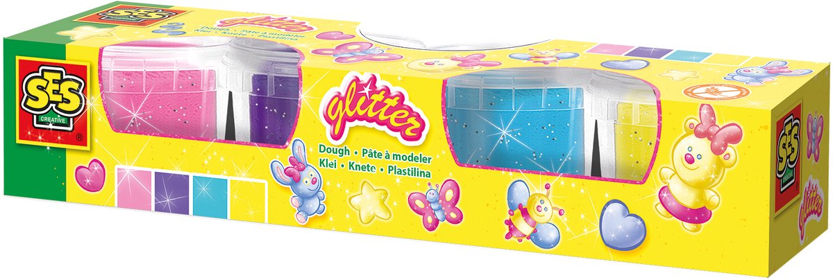 SES - Klei - Glitterkleuren - makkelijk uitwasbaar - droogt niet uit