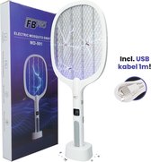 FB991 - Elektrische Vliegenmepper, Muggenlamp, Insectenlamp, Vliegenlamp, Vliegenvanger - De beste fruitvliegjes vanger, muggen, wespen, motten & meer - UV Lamp als Muggenvanger - Oplaadbaar - Wit - Zonder 2M kabel en adapter