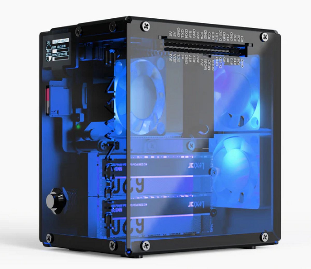 Pironman 5-MAX - Dual NVMe M.2 SSD PCIe - mini PC case voor Raspberry Pi 5