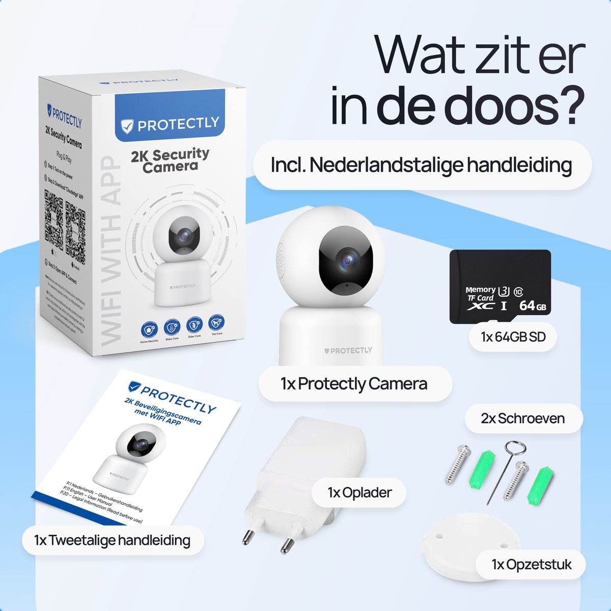 Protectly Beveiligingscamera binnen - 2K Ultra HD met 64GB SD thumbnail 6