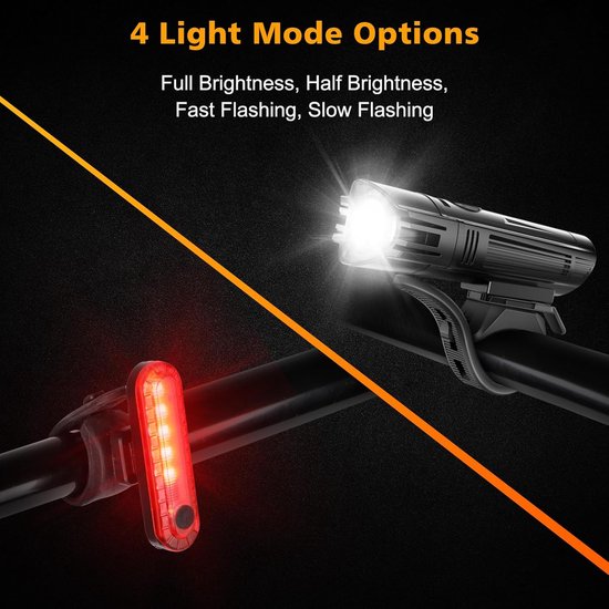 Fietsverlichting set - fietsverlichting usb oplaadbaar - fiets verlichting - Ultra heldere - fietsverlichting automatisch - fietsverlichting mountainbike - zwart — afbeelding 5