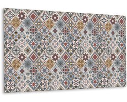 Tulup PVC Wandpaneel - Turkse Lappendeken Vinyl Wandpaneel - 100 cm x 50 cm - Veelkleurig Zelfklevend Wandpaneel - 1 stuk - Wandbekleding Vinyl - Mozaïek Wandpaneel - PVC Muurpaneel - Plaktegels Keuken en Badkamer