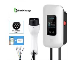 Bar2Charge 11kW Wallbox Laadpaal – 3-Fase 16A – Type 2 – App Control – IP65 – 5.5m Kabel – Voor EV & Hybride Auto’s