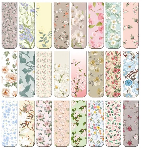 Foto: Viwado magnetische boekenleggers 24x met bloemen design assortiment van kleurrijke elegante bladwijzers voor vrouwen studenten en lezers perfect als cadeau of pagina clip