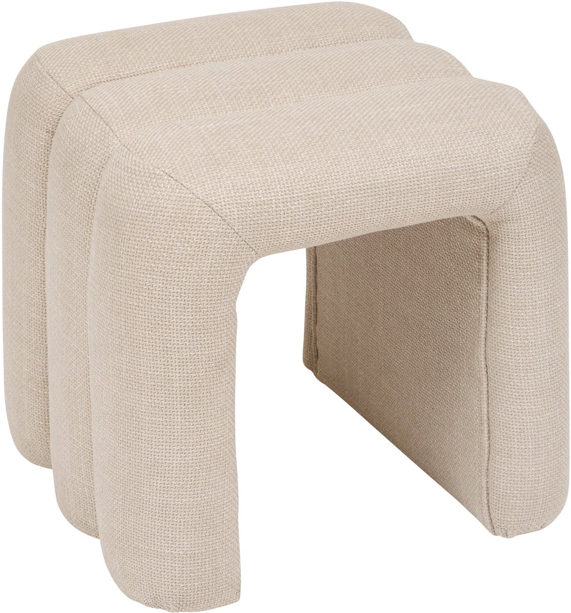Atmosphera Sisco Stoffen Poef - 43x42x44cm - Beige