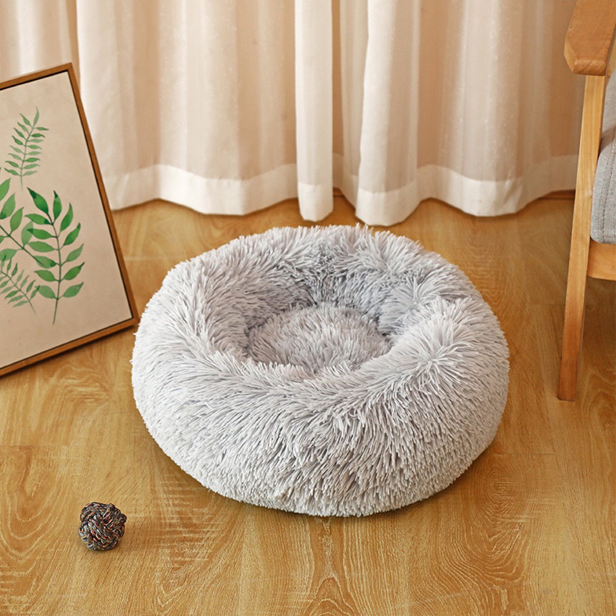 Colorful Sun® Kattenmand - S Ø40x15 cm - Kattenhuis - Kattenbed - Hondenbedden - Teddy - Warmte - Comfort - Antislip - Grijs
