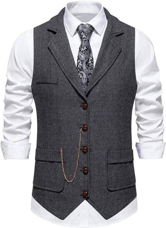 Gilet Classique Mouwloos en tweed à chevrons - Idéal pour un Smoking
