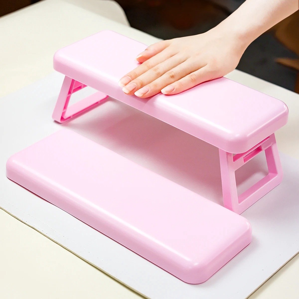 Nagel Armsteun - Armsteun Nagelstyliste - Handkussen voor Manicure - Nagel Tafeltje - Roze