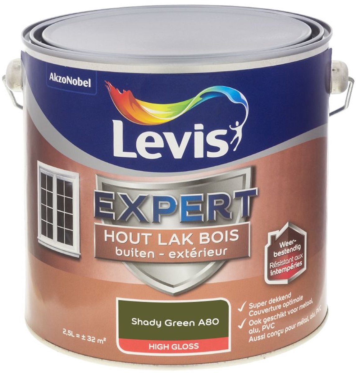 Levis - Expert Hout Lak Buiten High Gloss Mix - Shady Green A80 - Mengverf - 2,5 L