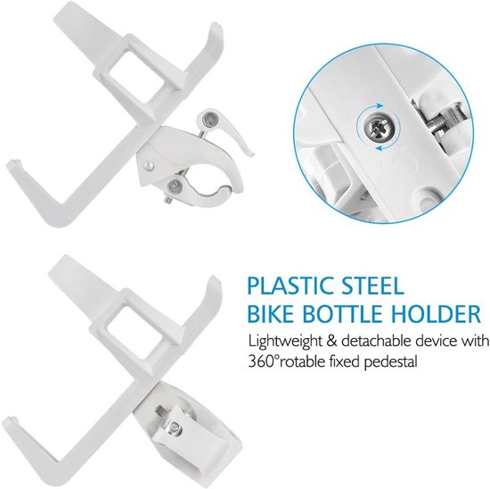 Fiets bidonhouder zonder schroeven, universele fietsbekerhouder, 360 graden draaibare fiets bidonhouder, kinderfiets volwassen fiets bidonhouder, wit — afbeelding 5