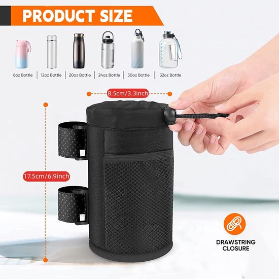 Fiets Drinkfles Houder zonder Schroeven met Mesh Compartment, Thermo-Isolatie en Geschikt voor Stuur en Kinderwagen — afbeelding 5