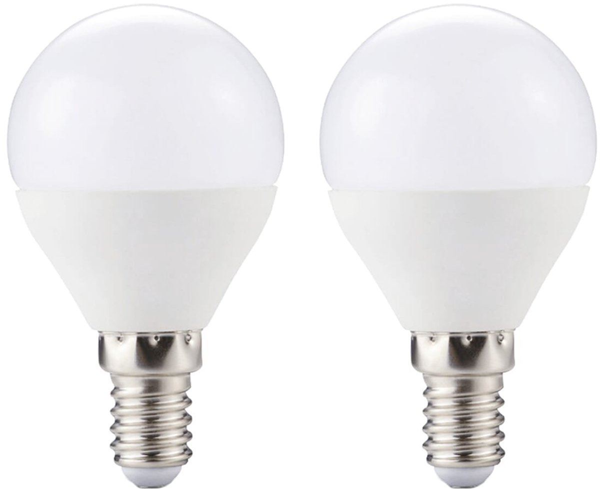 Kobi LED Lamp Mini Bolvorm E14 6W - 470lm - 3000K - 230V - Voor Plafondarmaturen of Kleine Ruimtes - 2 stuks
