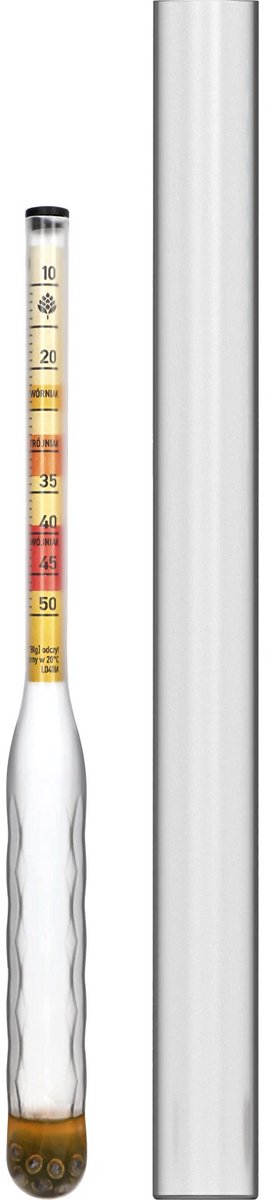 Browin - Onbreekbare Mead-hydrometer met reageerbuis, meetbereik: 10-50°Blg - honingmeter