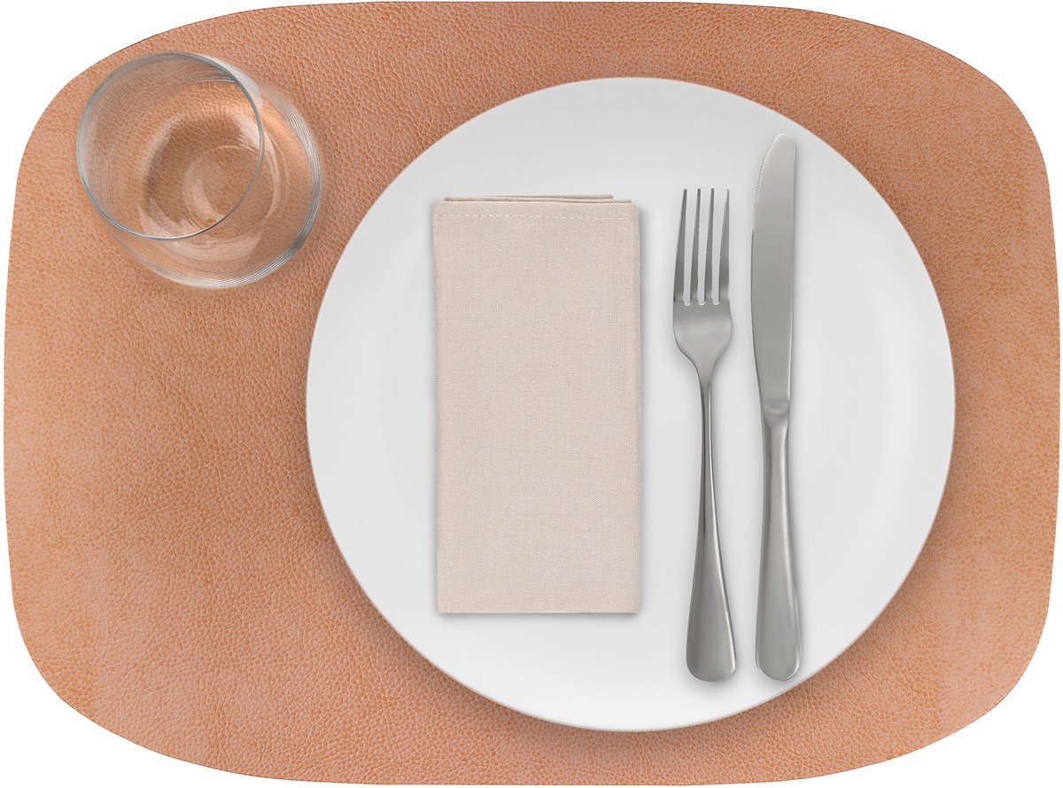 1x Skinnatur Placemat leder – metallic koper – copper – 45x33cm - gerecycleerd leer – tafeldecoratie - onderlegger