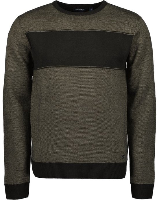 Blue Seven - Pull 376508 noir rayé col rond - taille XL