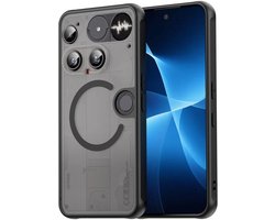 MobyDefend Hoesje - Geschikt voor Nothing Phone (3) - Case Geschikt voor MagSafe - Mat Transparant Met Gekleurde Rand - Zwart
