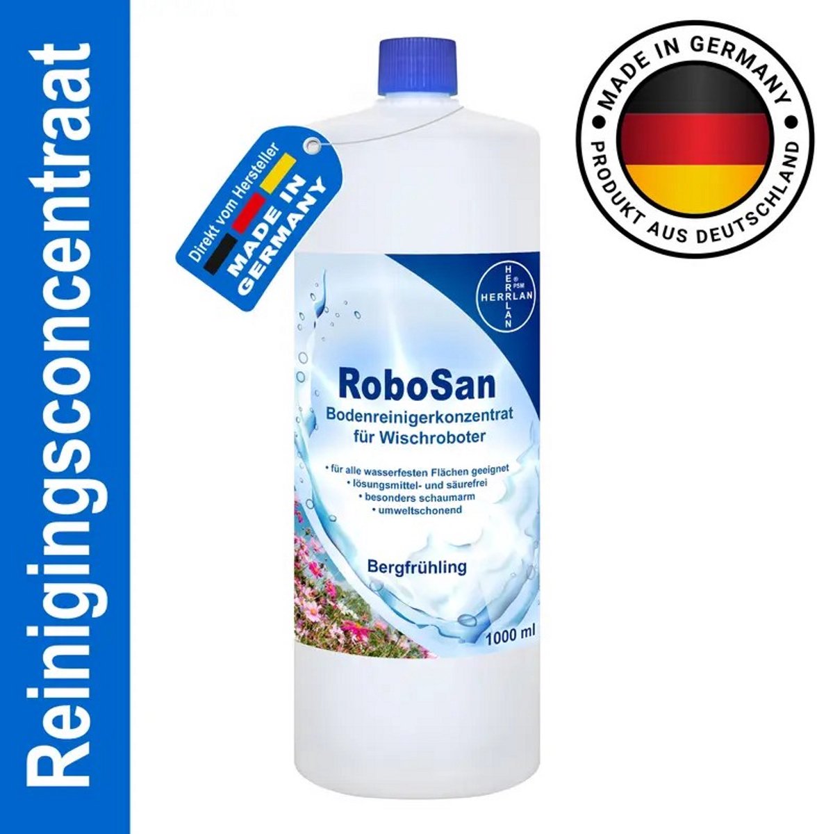 K&R Ventures® Dweilrobot & Vloerreiniger – Schoonmaakmiddel 1000ml – Voor Roborock, iRobot Braava & Alle Harde Vloeren – Berglente Geur
