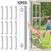 Lot de 12 clips pour moustiquaire, fixation magnétique sans bosses, clips de fixation auto-adhésifs pour fenêtre (blanc)
