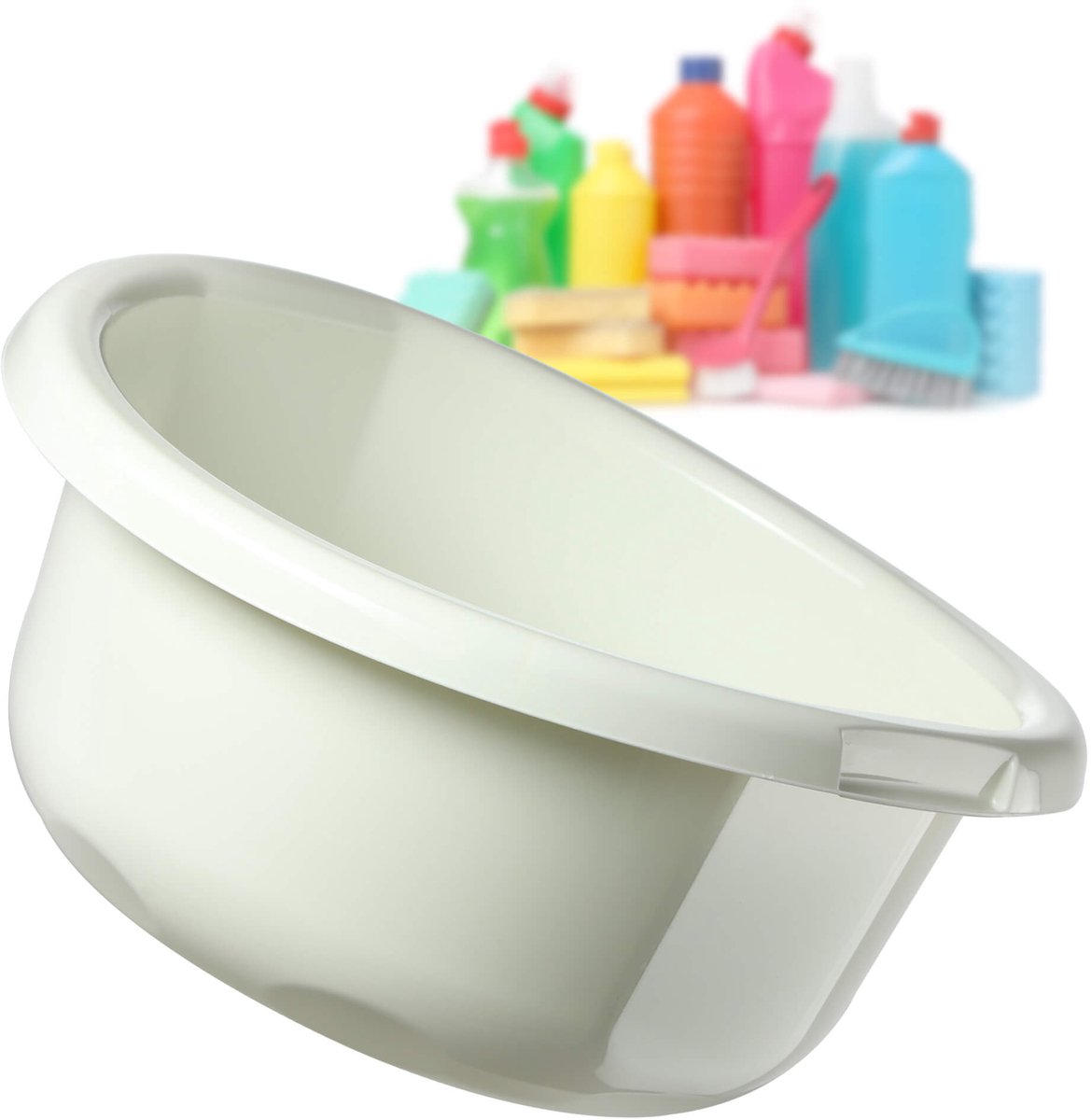 KADAX Kunststof kom, spoelbak in verschillende maten en kleuren, robuuste wasbak, universele kom, spoelbak voor badkamer, wasruimte (8 l, crème)