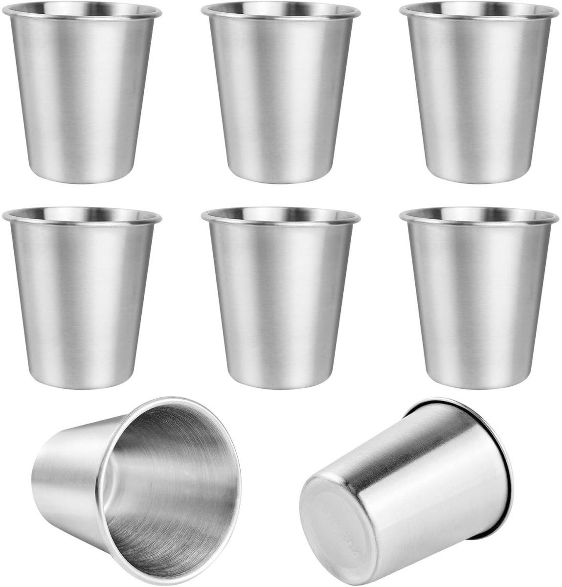 EXCITAT Mok - Roestvrij staal - Campingmok - Zonder handvat - Perfect voor verjaardagen, picknicks, reizen - Onbreekbaar en BPA-vrij - 260 ml - Verpakking van 8