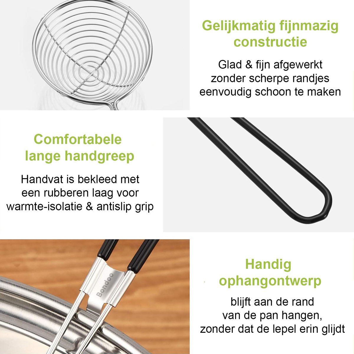 Fondue netjes voor Hotpot - Roestvrij staal - met handgreep - Ø6,5cm - los verkrijgbaar of als set van 4/6/8 stuks - Zwart – foto 3