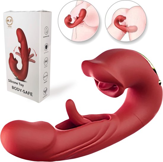 Uzzy M.F 3 in 1 Vibrator voor Vrouwen – G-Spot & Clitoris Stimulator – Sex Toys voor Koppels – 20 standen – Luxe Seksspeeltje Rood