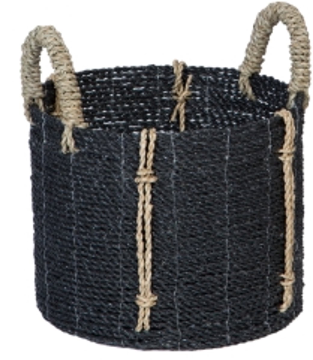 Morrigan - Opbergmand - Sierra S - H 35cm x ⌀ 30cm - Zwart;Natuurlijk Touw