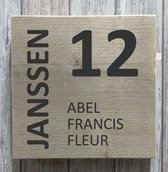Naambordje voordeur steigerhout | houten naambord 20x20 cm