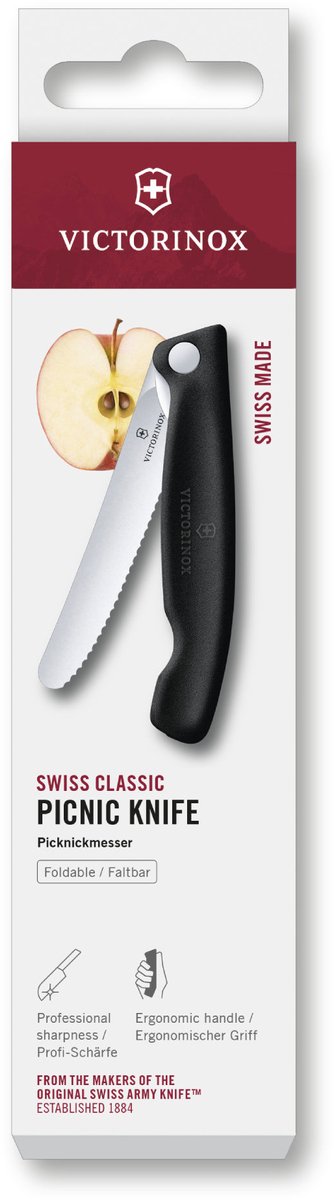 Victorinox Swiss Classic tomatenmes inklapbaar - 11cm - Zwart - Kartel