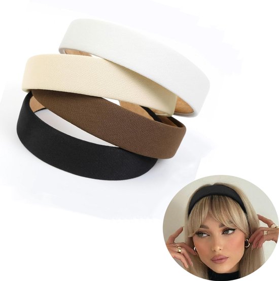 FULZTEY Brede hoofdbanden voor vrouwen neutrale hoofdband extra zachte haarbanden elastische yoga workout haarwraps witte tulband dikke geknoopte bandana's trendy haaraccessoires voor volwassen tiener
