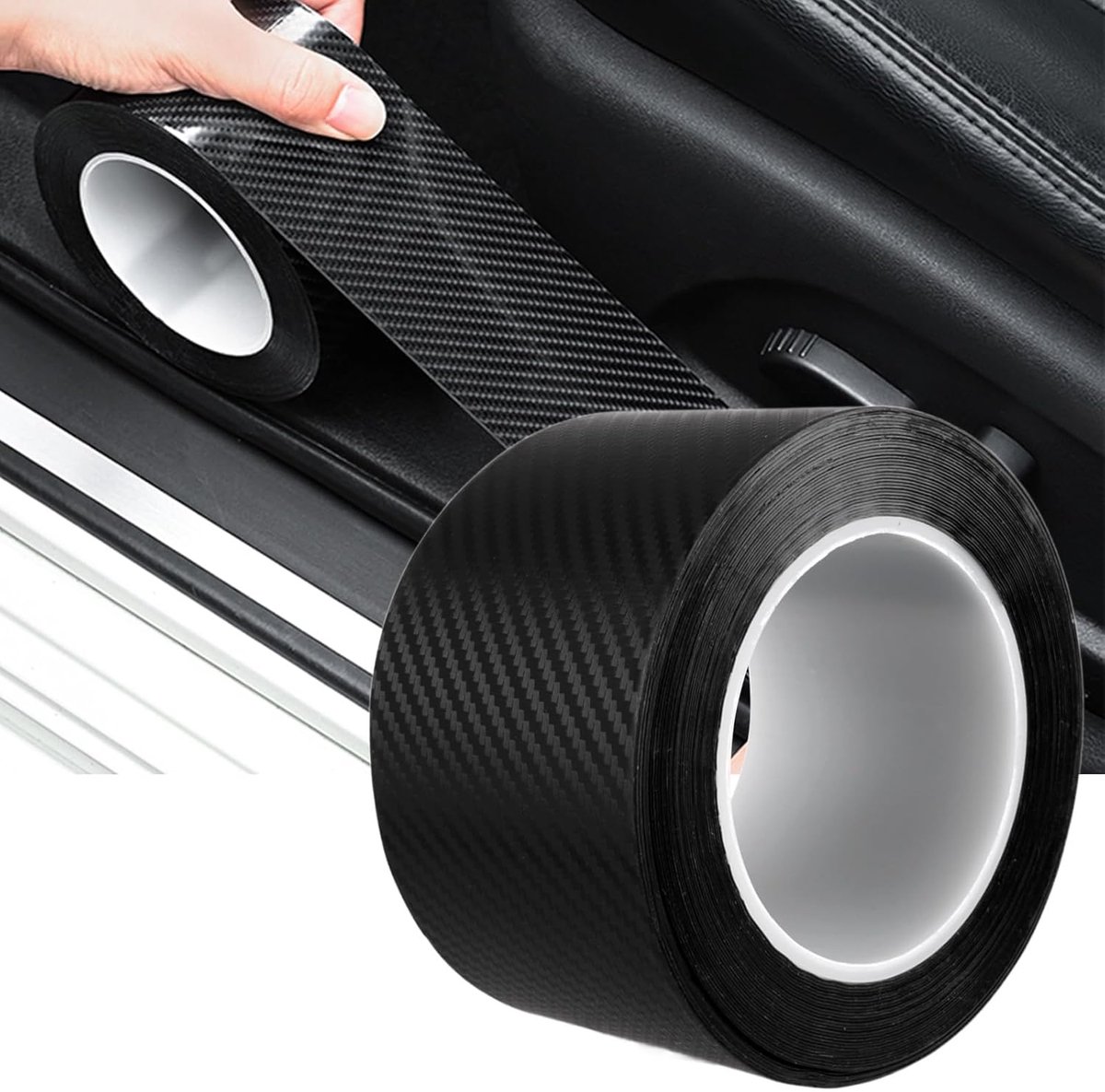 Carbon Tape - Auto Deur Dorpelbeschermer - Auto Deur Bescherming Bumperbeschermer Anti-kras Koolstofvezel Wrapfolie - voor Deur Dorpelbeschermer/Voor- en Achterbumper - 5cm×3m