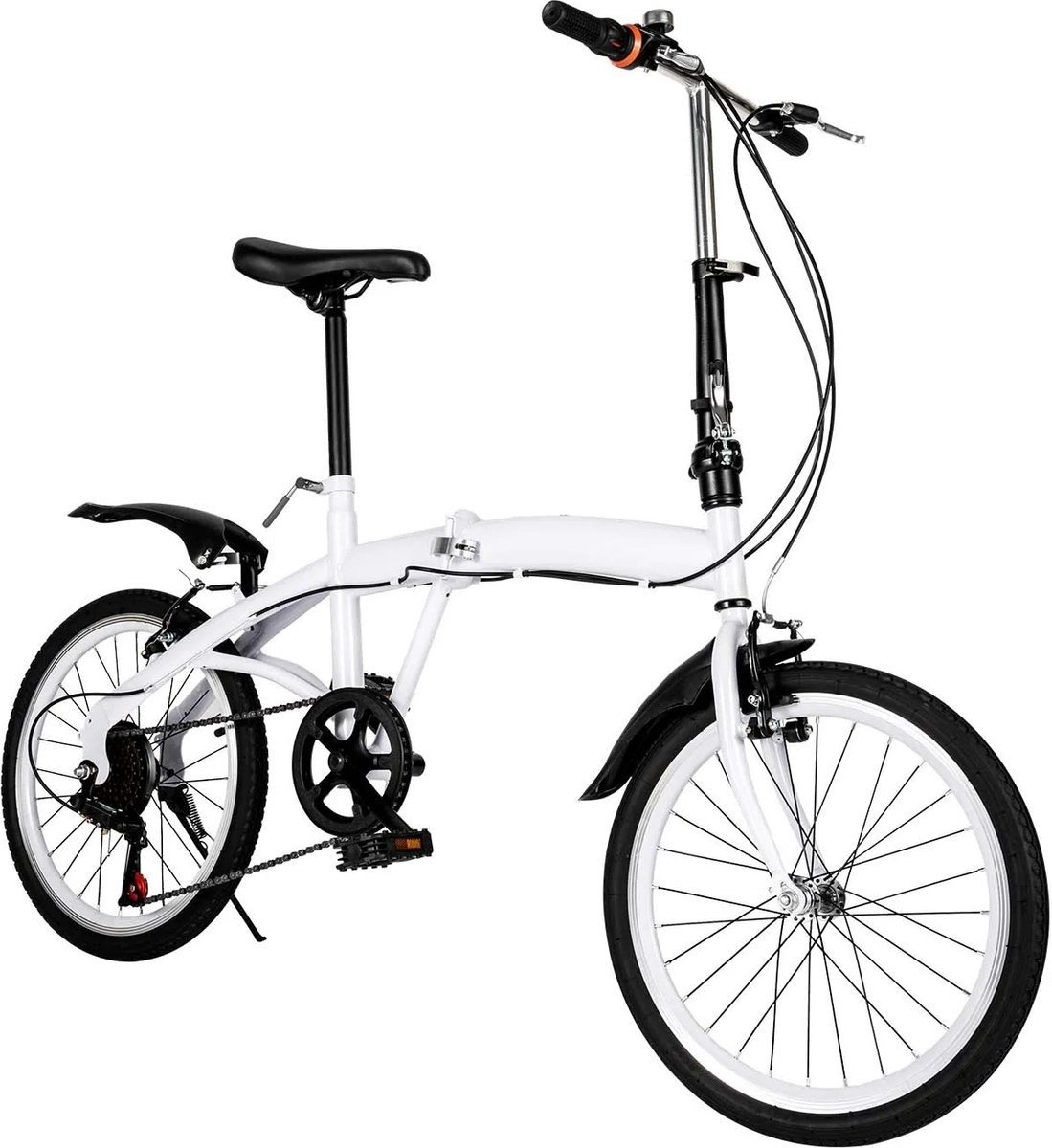WNHB® Opvouwbare-fiets-20-inch-met-6-versnellingen-draagbaar-verstelbaar-compact-wit