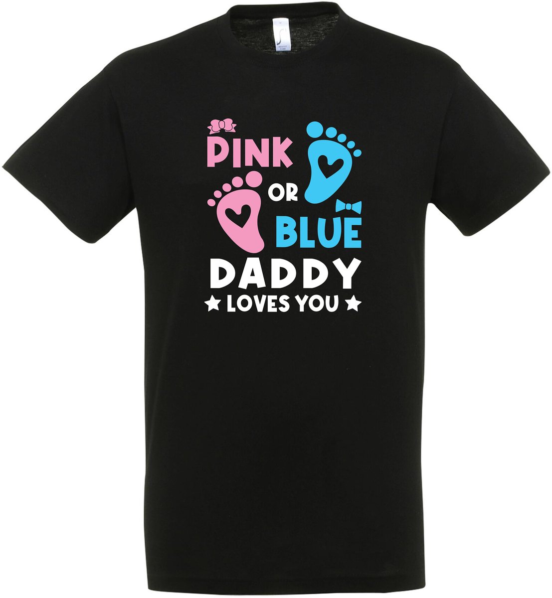 Pink or Blue Daddy Loves You T-shirt - Gender Reveal Party T-Shirt – Team Roze of Team Blauw – Zwangerschap Aankondiging Shirt – Baby Geslacht Onthulling Kleding – Mama Papa Familie Matching Outfit - Maat L