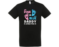 Pink or Blue Daddy Loves You T-shirt - Gender Reveal Party T-Shirt – Team Roze of Team Blauw – Zwangerschap Aankondiging Shirt – Baby Geslacht Onthulling Kleding – Mama Papa Familie Matching Outfit - Maat L