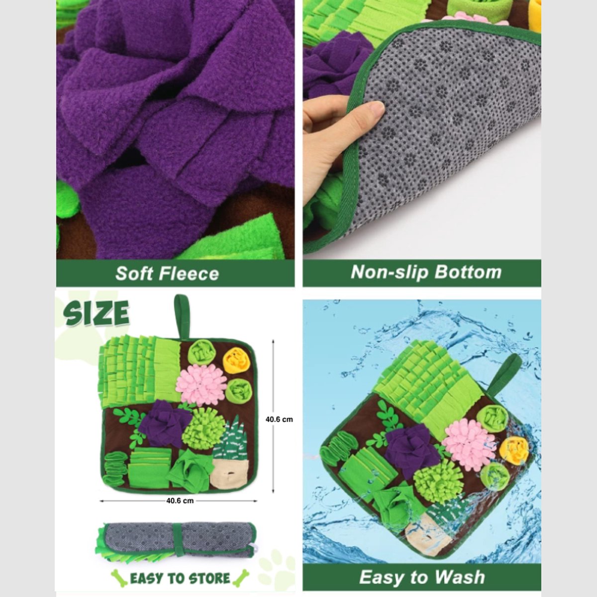 Snuffelmat Hond - Interactief Speelgoed - Honden Speelgoed - Katten Speelgoed - Kattenspeelgoed - Speelgoed Intelligentie - Opvouwbaar 40x40 — afbeelding 5