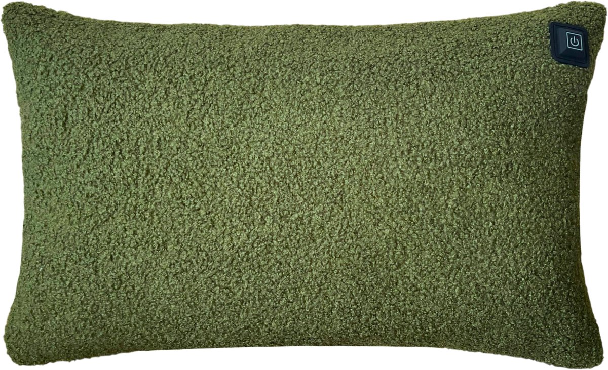 Warmpi® Warmtekussen 30x50cm – Incl. Warmpi Powerbank voor draadloos gebruik – Infrarood Elektrisch Kussen met 3 Warmtestanden – Teddy Groen – USB & Netstroom via geïntegreerde 3m Kabel