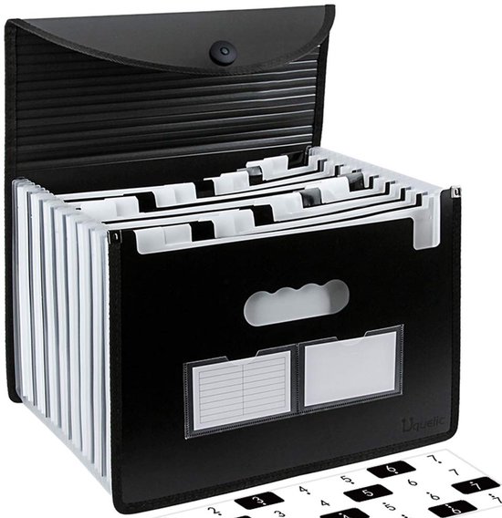 JUNDUN Uitbreidingsmap A4 Documentmap Met Meerdere Compartimenten Brandwerende Documententas Ritssluiting En Etiketten Voor Bestanden Meer 13 Transparante Accordeon Sliber 1901133312