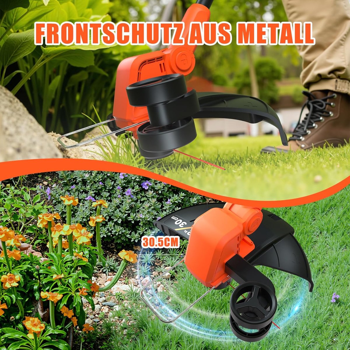 Traumheim Accu Grastrimmer met 2x Accus en Oplader - 30 cm 2-in-1 Graskantensnijder|Bosmaaier - Automatische Draadaanvoer - Elektrisch Grasmaaier - 6 Draadspoelen. – foto 5