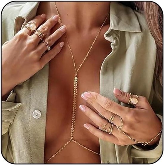 Allecto Plus - Bijoux de corps sexy pour femme : chaîne de taille de ventre avec strass pour bikini de plage d'été.