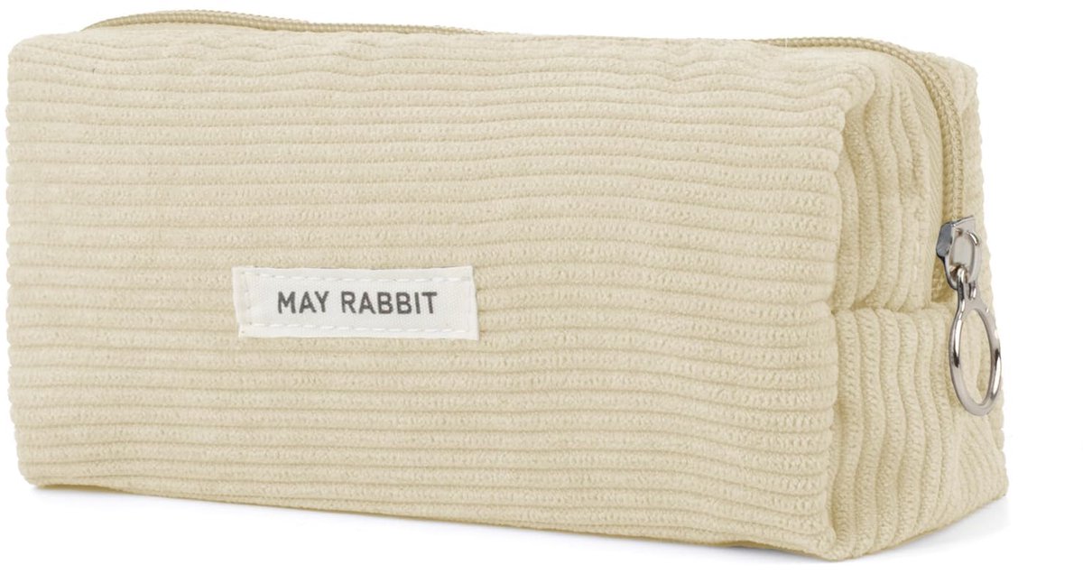 Ribstof Etui Groot - Met Rits voor School & Studie - Wit