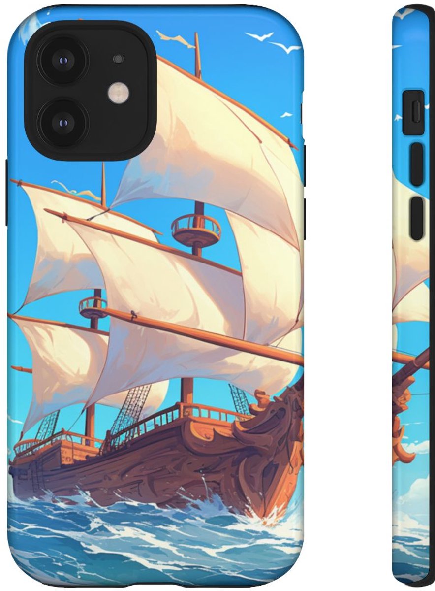Zeilschip op Blauwe Oceaan – Telefoonhoesje Geschikt voor iPhone 12