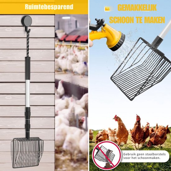 3 In 1 Rekbare Kippenpoepschep Kippenhokaccessoires Zeefschep Voor Kattenbakvulling Schepbenodigdheden Scheiding Van Poep En Vuil Van Zand 224 Tot 3 In 1 Rekbare Kippenpoepschep Kippenhokaccessoires Zeefschep Voor Kattenbakvulling Schepbenodigdheden Scheiding Van Poep En Vuil Van Zand 224 Tot